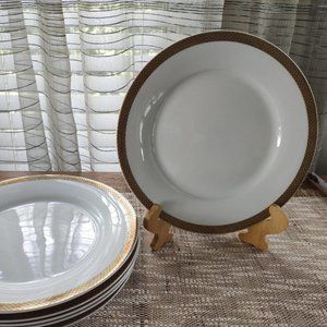VTG Favolina 6 Gold Gilded Pattern Dinner Plates